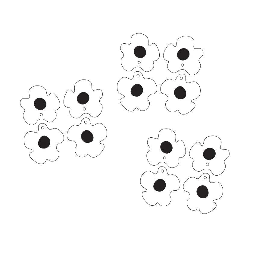 © Etched Double Poppy Heads -  2 Pair set