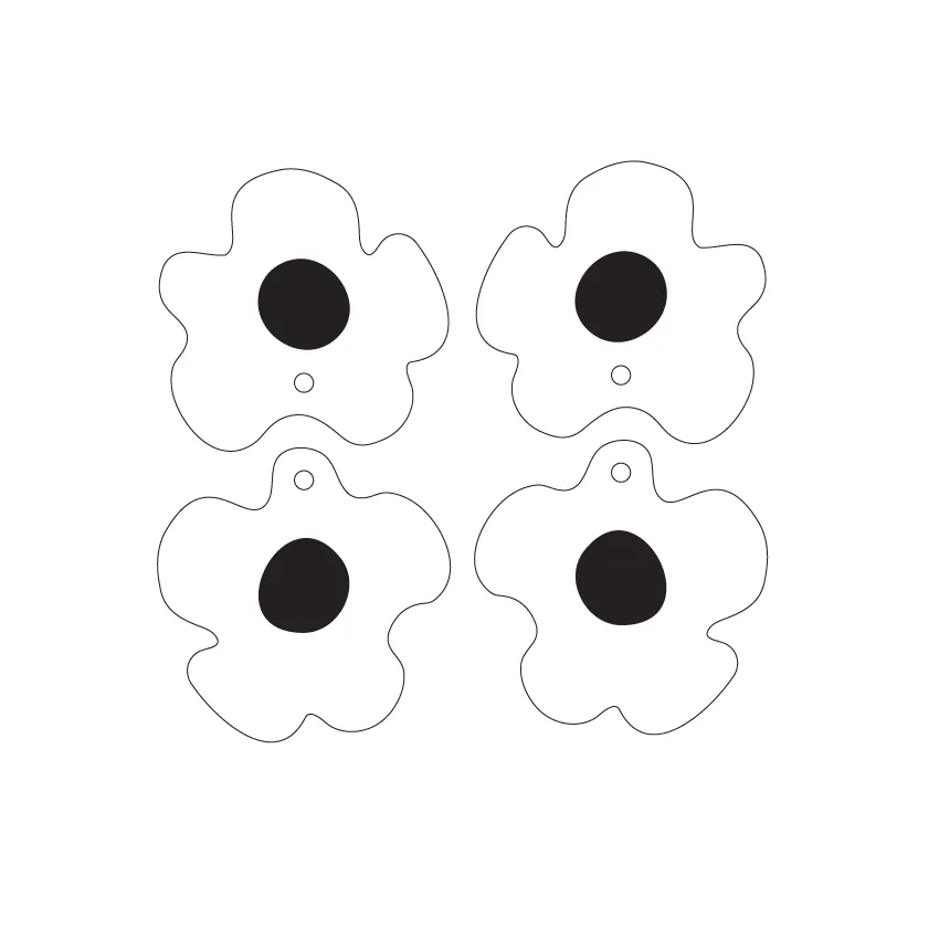 © Etched Double Poppy Heads -  2 Pair set