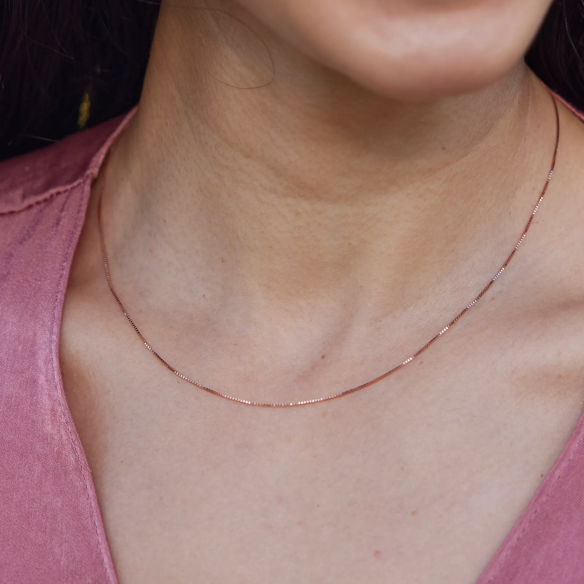0.8mm Venetian Box Chain in Rose Gold