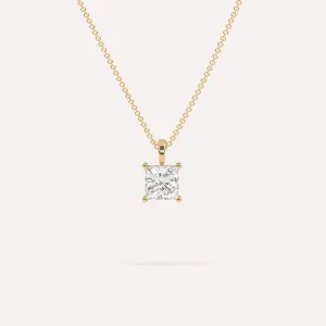 1 carat Princess Diamond Pendant Necklace