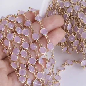 1 Foot 6mm Delicate Bezel Set Crystal & Brass Chain vintage style Faceted Bezel Connector speciality chain jewelry finding 1pcs 10215254