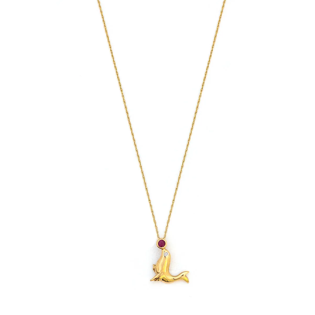 10K Gold, Ruby & Diamond Vintage Seal Charm
