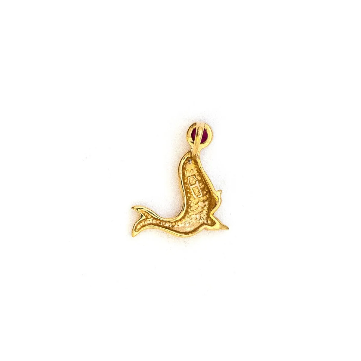 10K Gold, Ruby & Diamond Vintage Seal Charm
