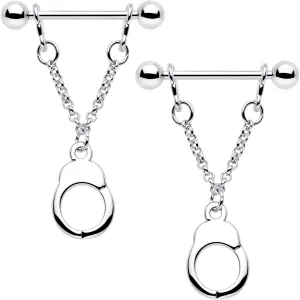 14 Gauge 3/4 Handcuff Chain Dangle Nipple Ring Set