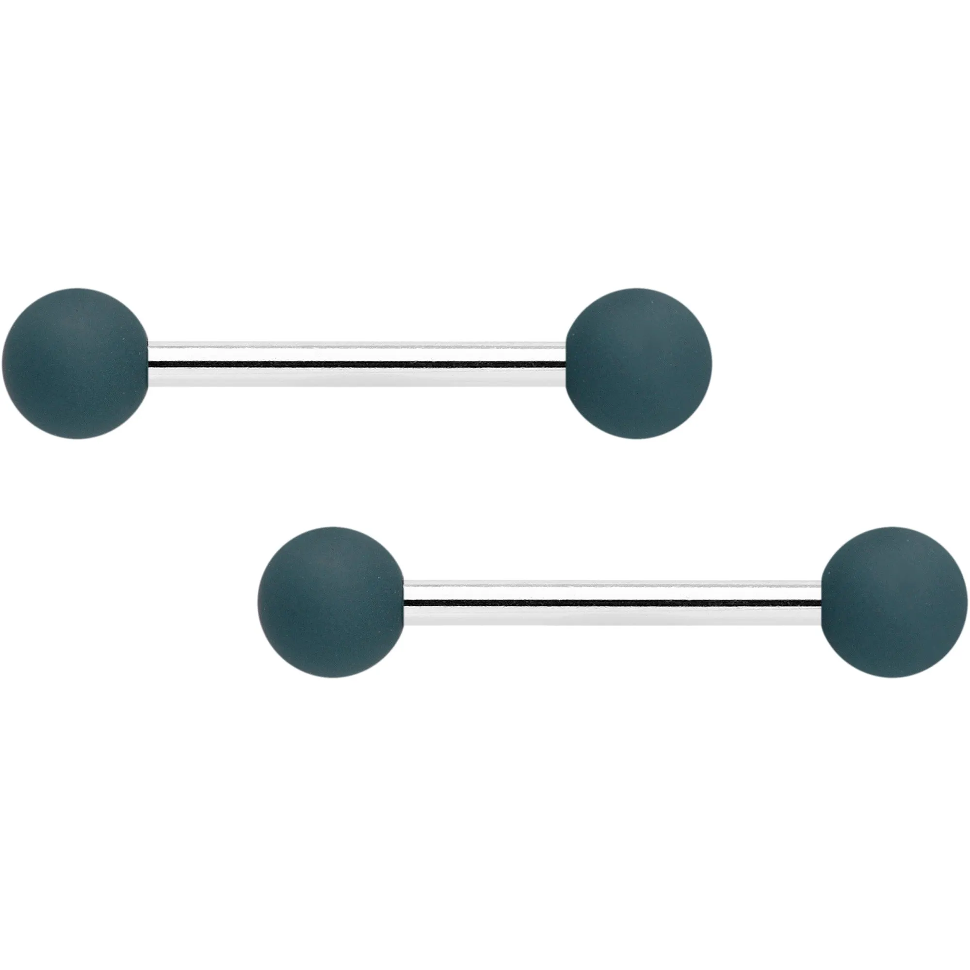 14 Gauge 9/16 Graceful Grey Matte Barbell Nipple Ring Set