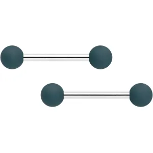 14 Gauge 9/16 Graceful Grey Matte Barbell Nipple Ring Set