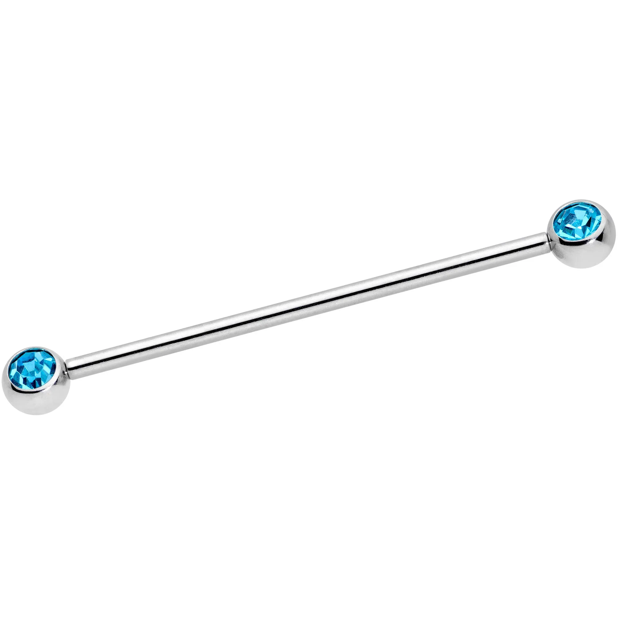14 Gauge Aqua Gem Ball Ends Industrial Barbell 35mm