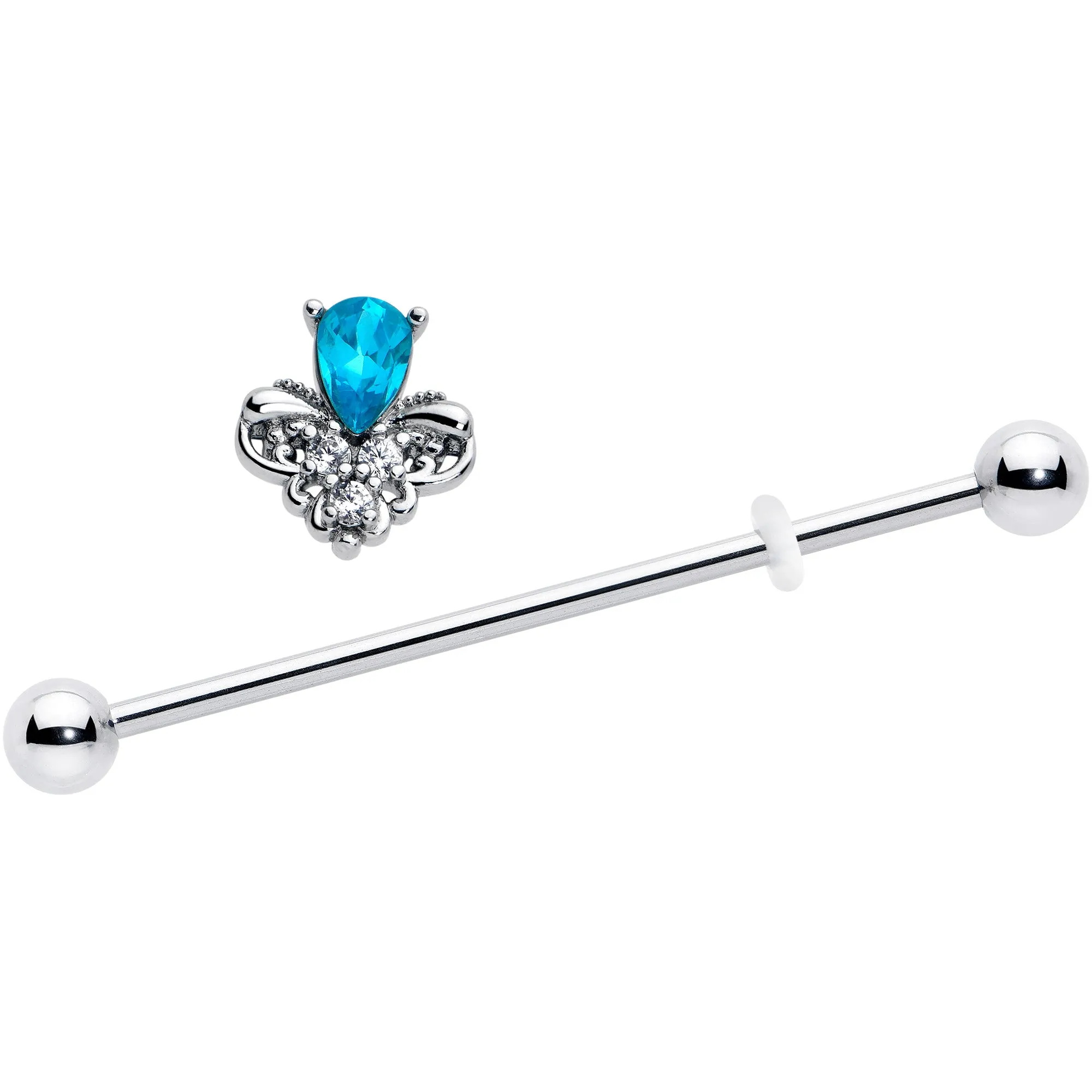 14 Gauge Blue Gem Style Simplicity Industrial Barbell 38mm
