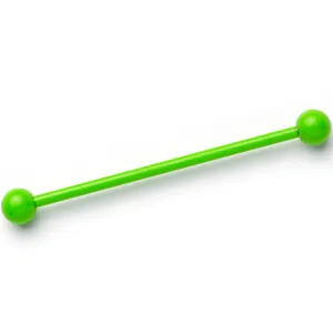 14 Gauge Bright Green Coated Glow in the Dark Industrial Barbell 38mm