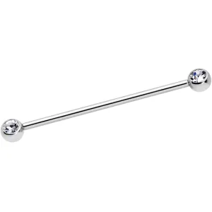 14 Gauge Clear Gem Ball Ends Industrial Barbell 35mm