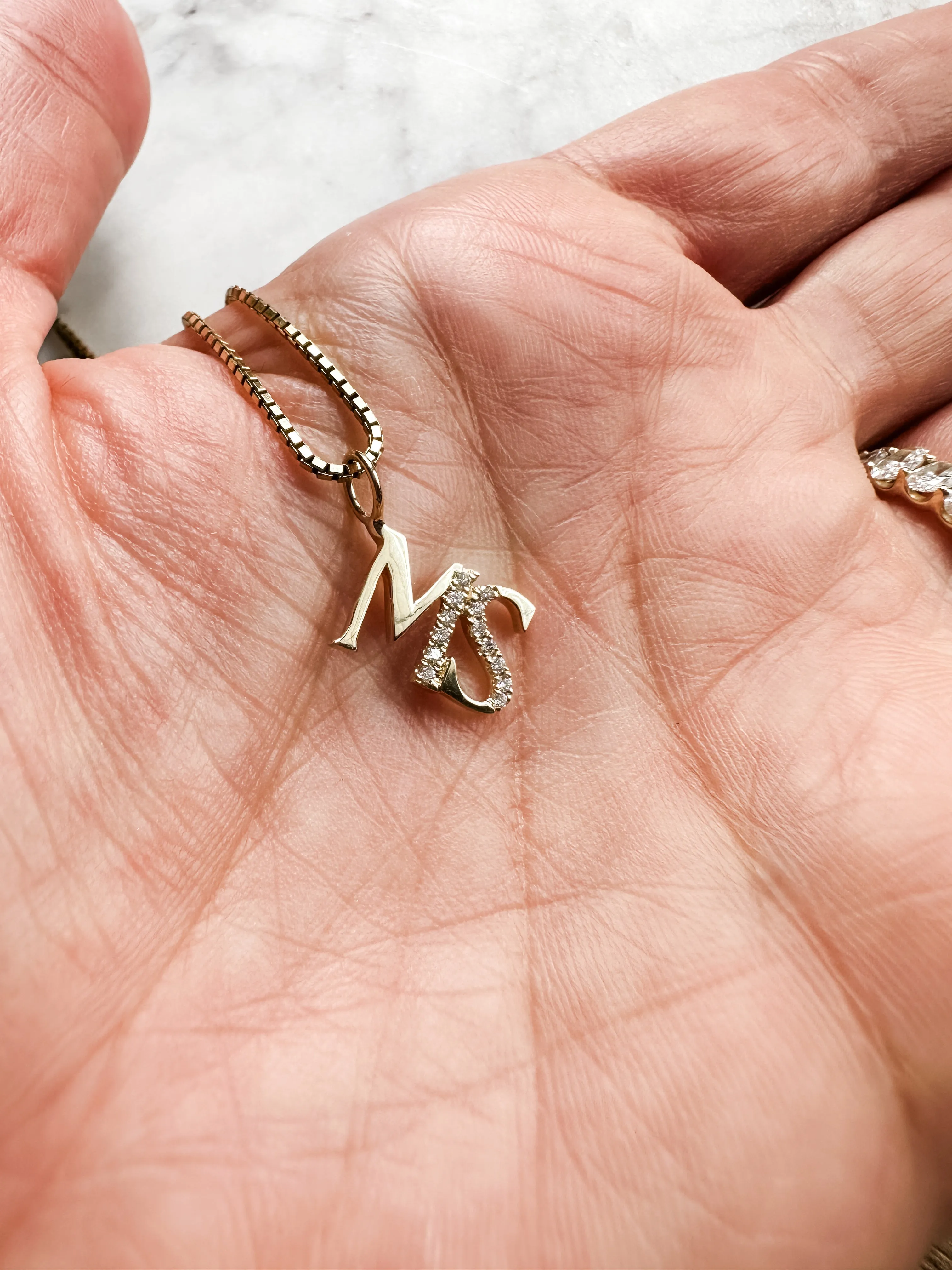 14K Double Initial Charm / Necklace