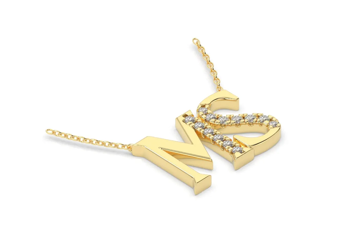 14K Double Initial Charm / Necklace