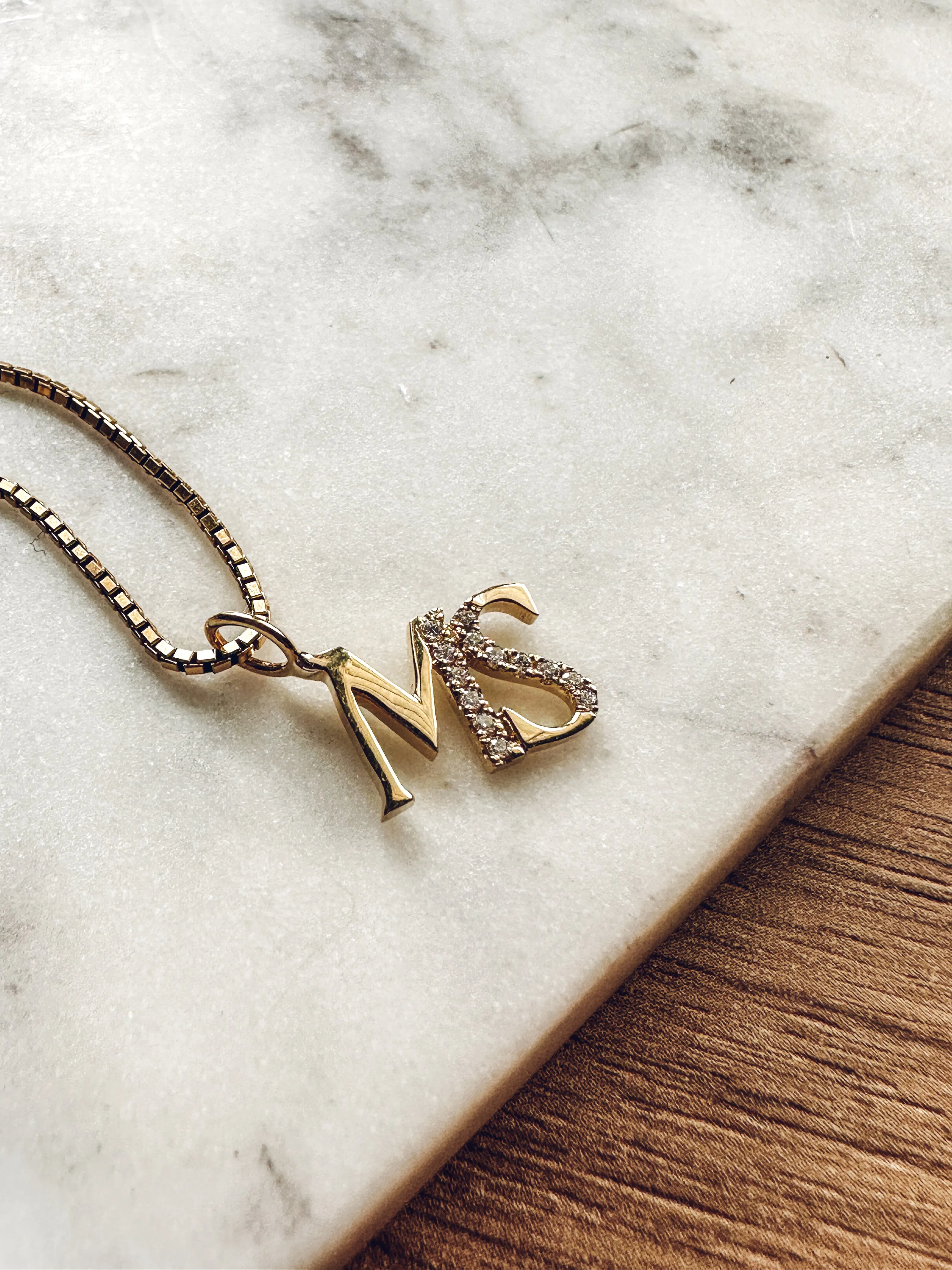 14K Double Initial Charm / Necklace
