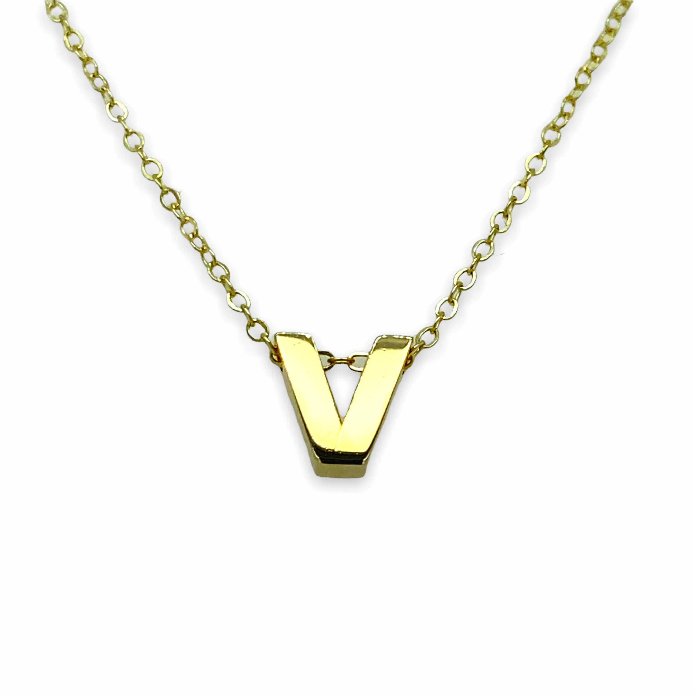 14K Gold Micro Initial Letters Necklace