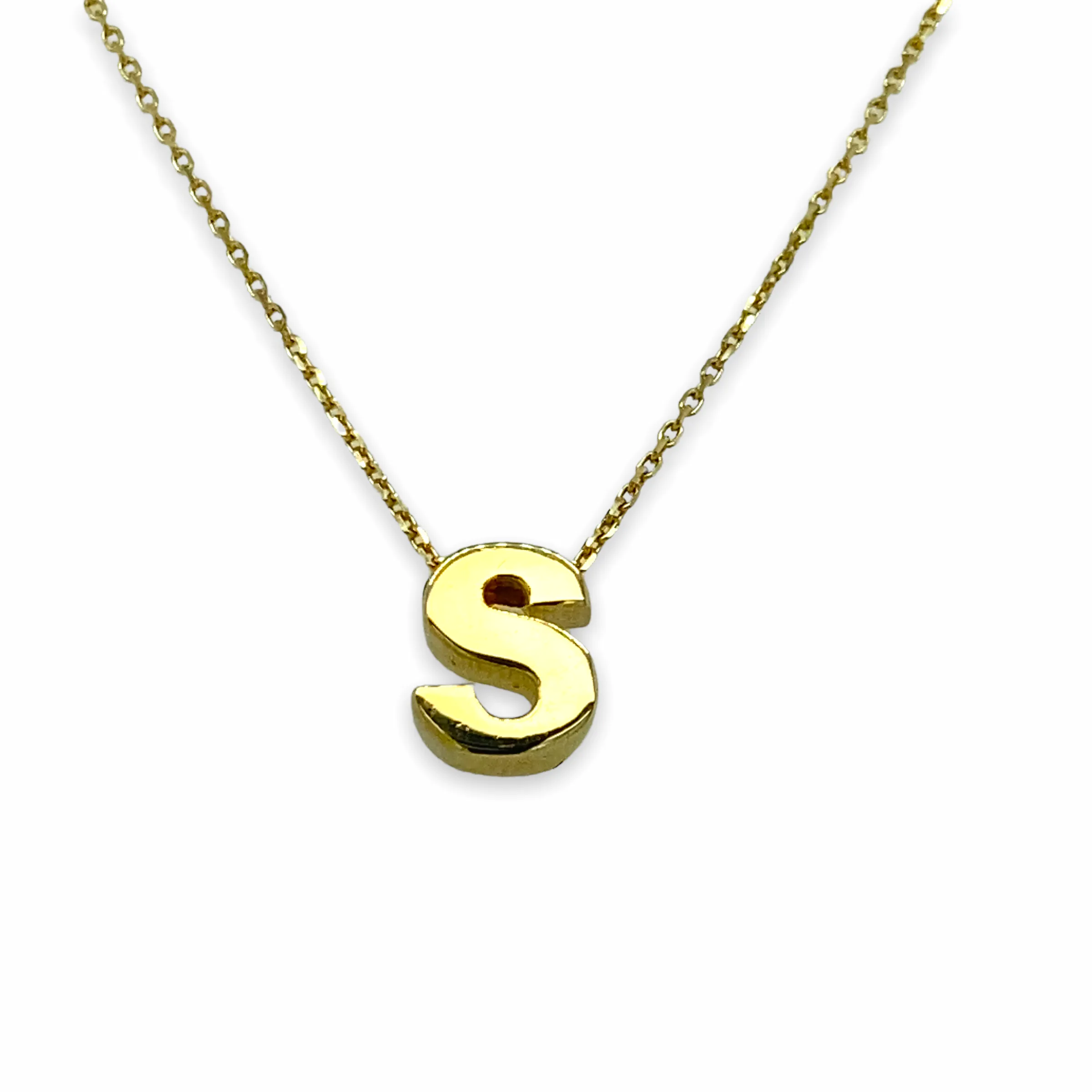14K Gold Micro Initial Letters Necklace