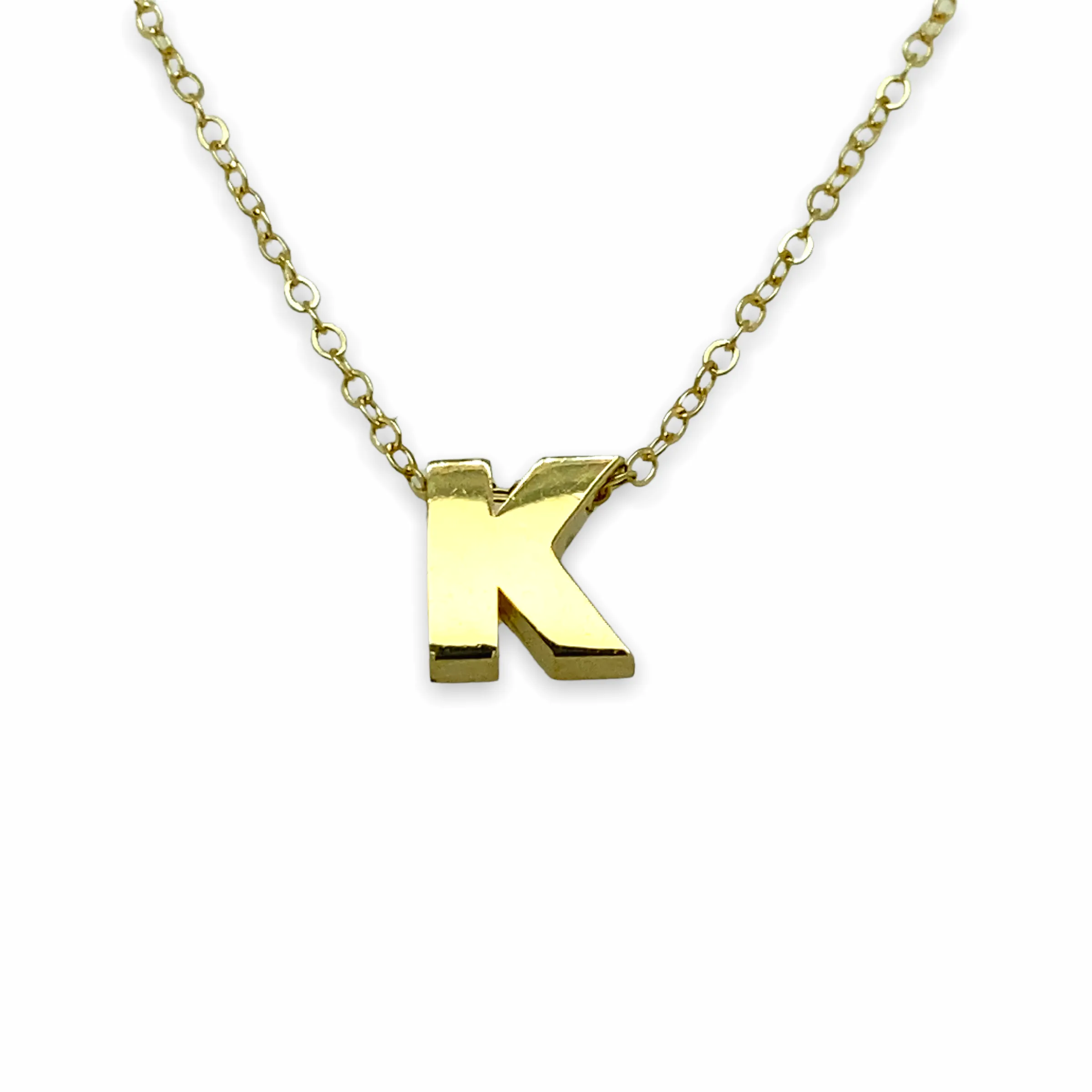 14K Gold Micro Initial Letters Necklace