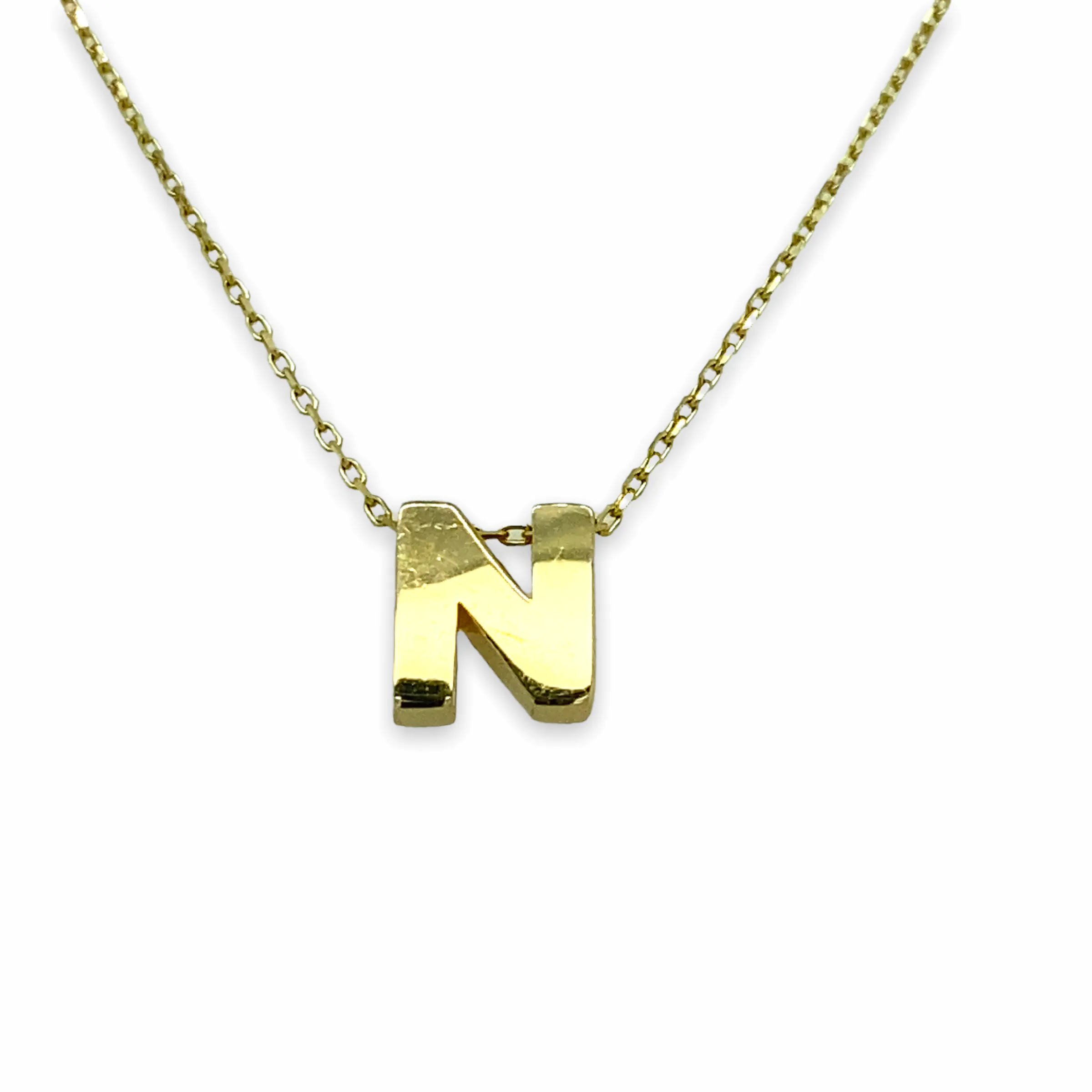 14K Gold Micro Initial Letters Necklace