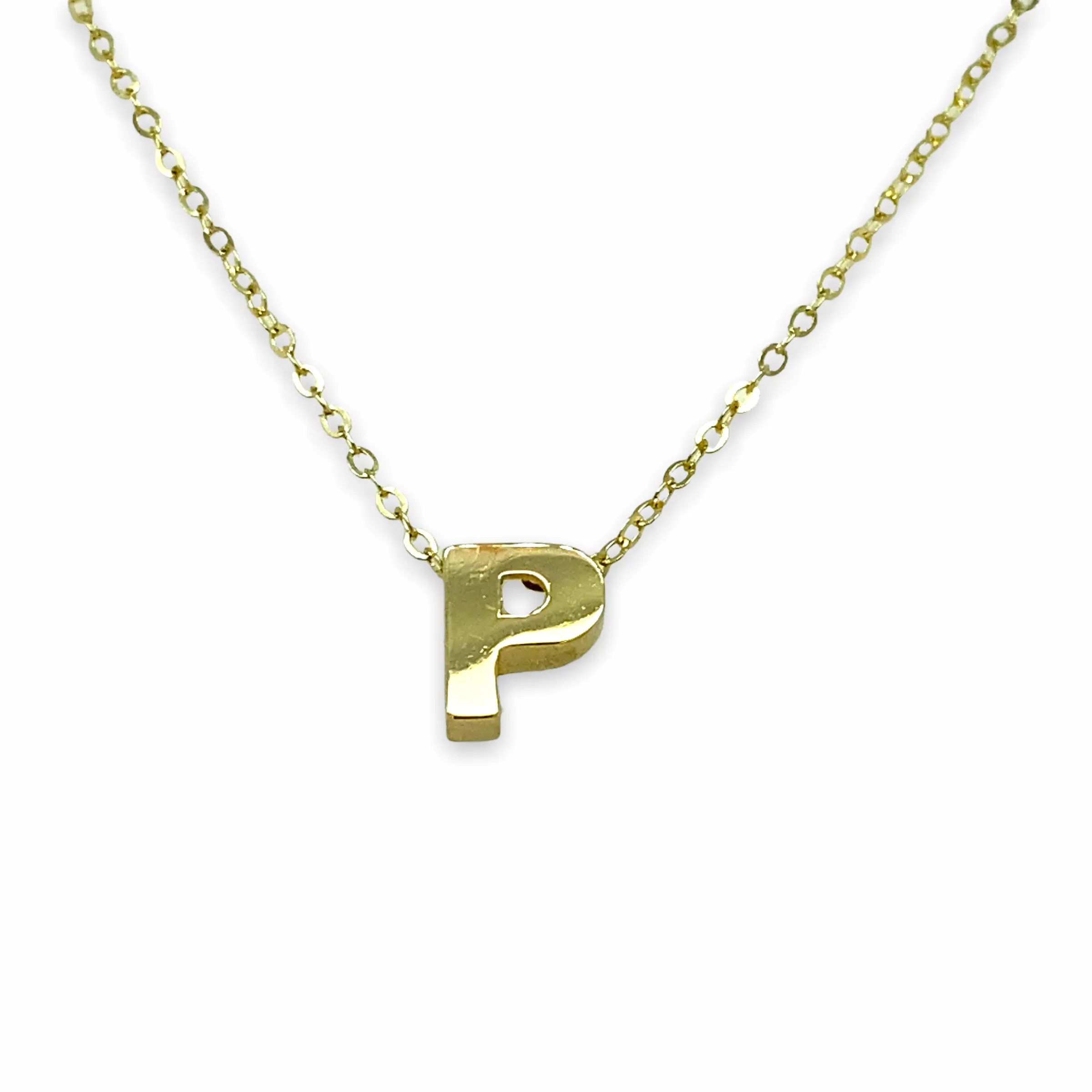 14K Gold Micro Initial Letters Necklace
