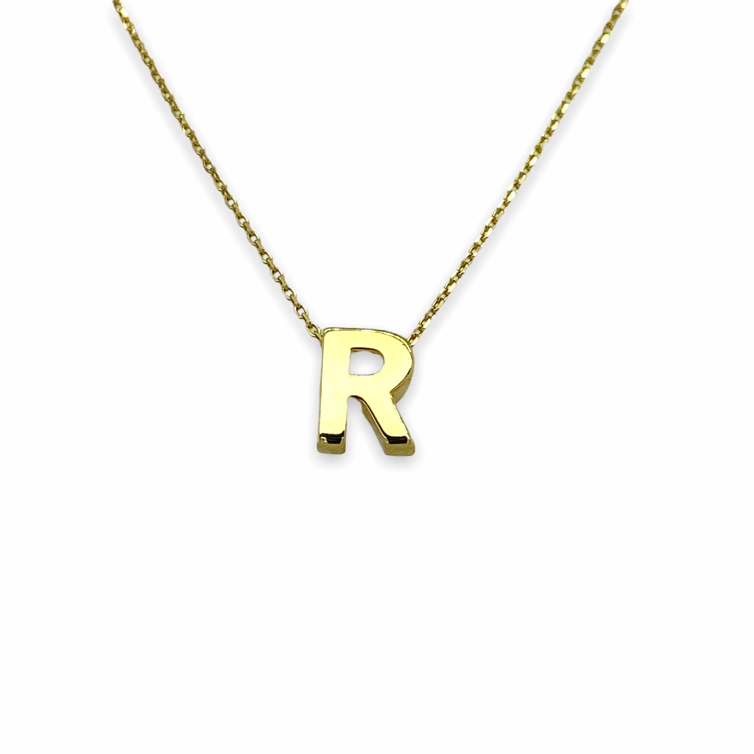 14K Gold Micro Initial Letters Necklace