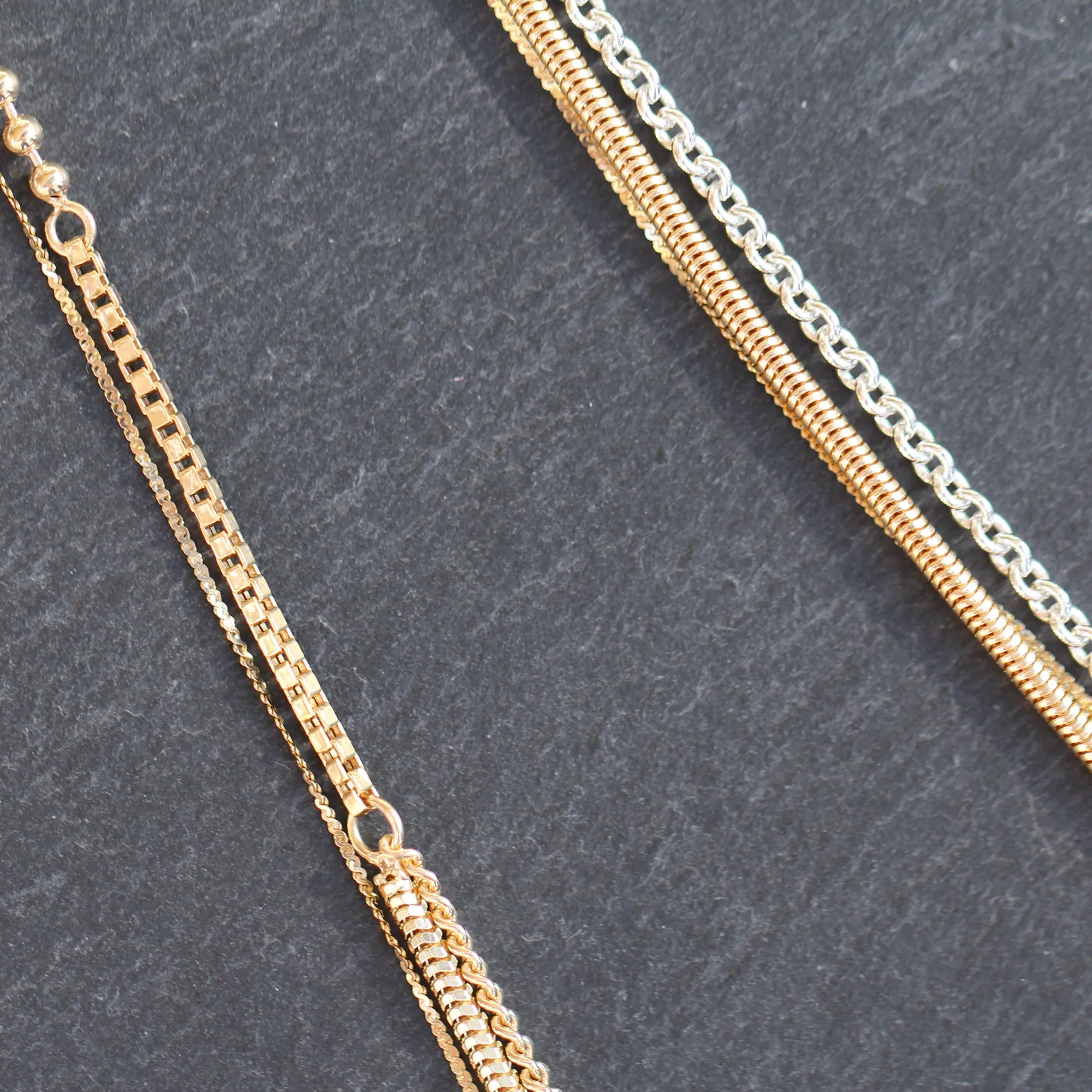 14k Gold   Sterling Multi Chain Drop Station Necklace