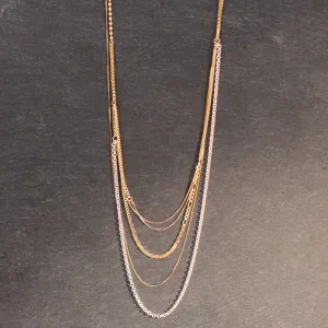 14k Gold   Sterling Multi Chain Drop Station Necklace