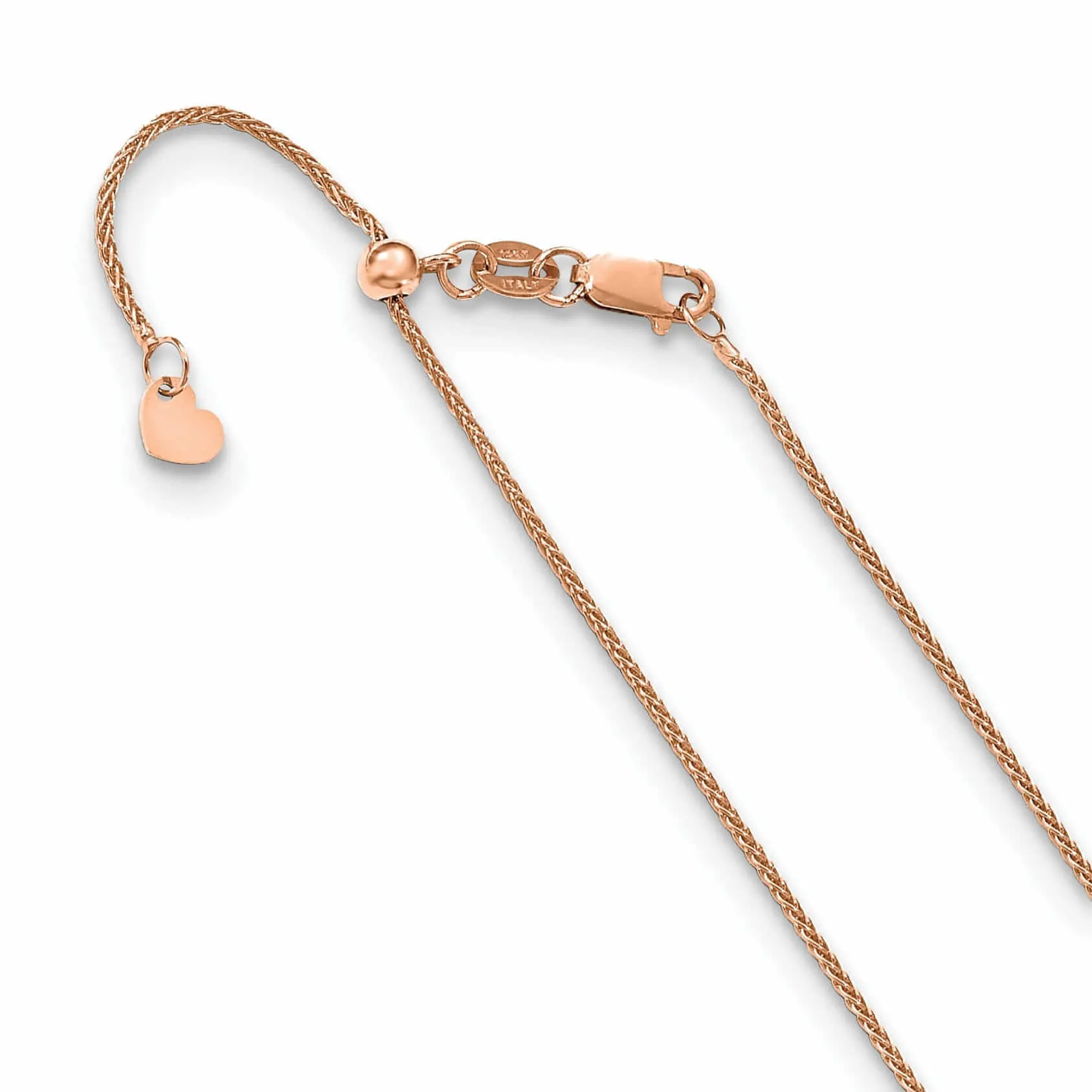 14k Rose Gold Adjustable Wheat Chain