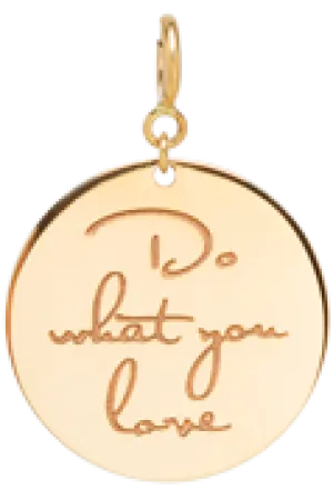 14k small mantra medallion disc charm on spring ring