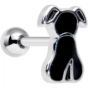 16 Gauge 1/4 Black Sitting Dog Cartilage Tragus Earring