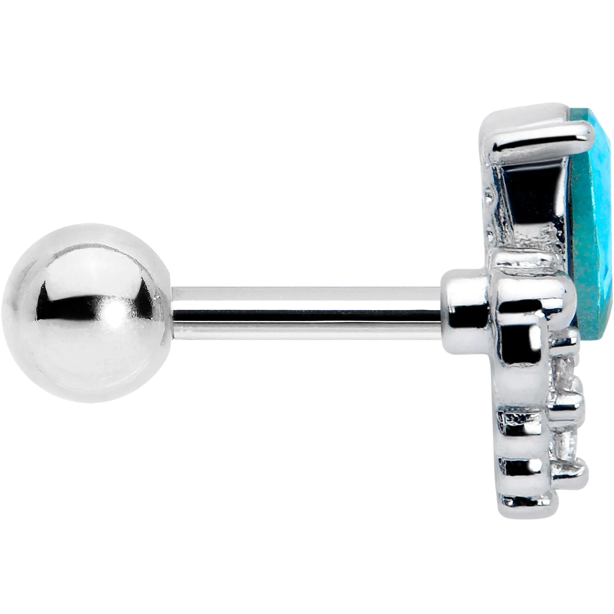 16 Gauge 1/4 Blue Gem Style Simplicity Cartilage Tragus Earring