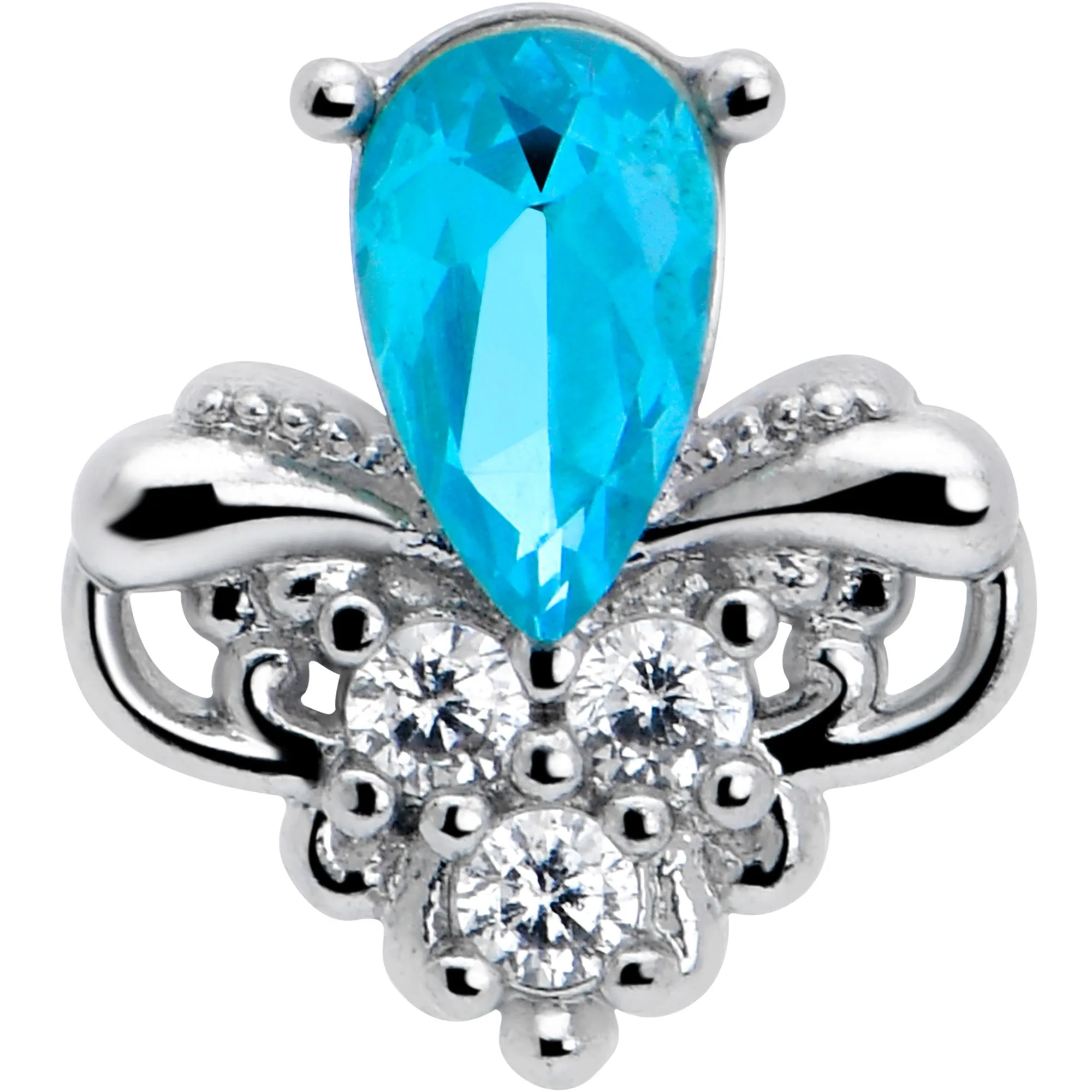 16 Gauge 1/4 Blue Gem Style Simplicity Cartilage Tragus Earring
