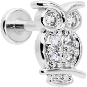 16 Gauge 1/4 Clear CZ Gem Owl Internal Thread Labret Monroe Tragus