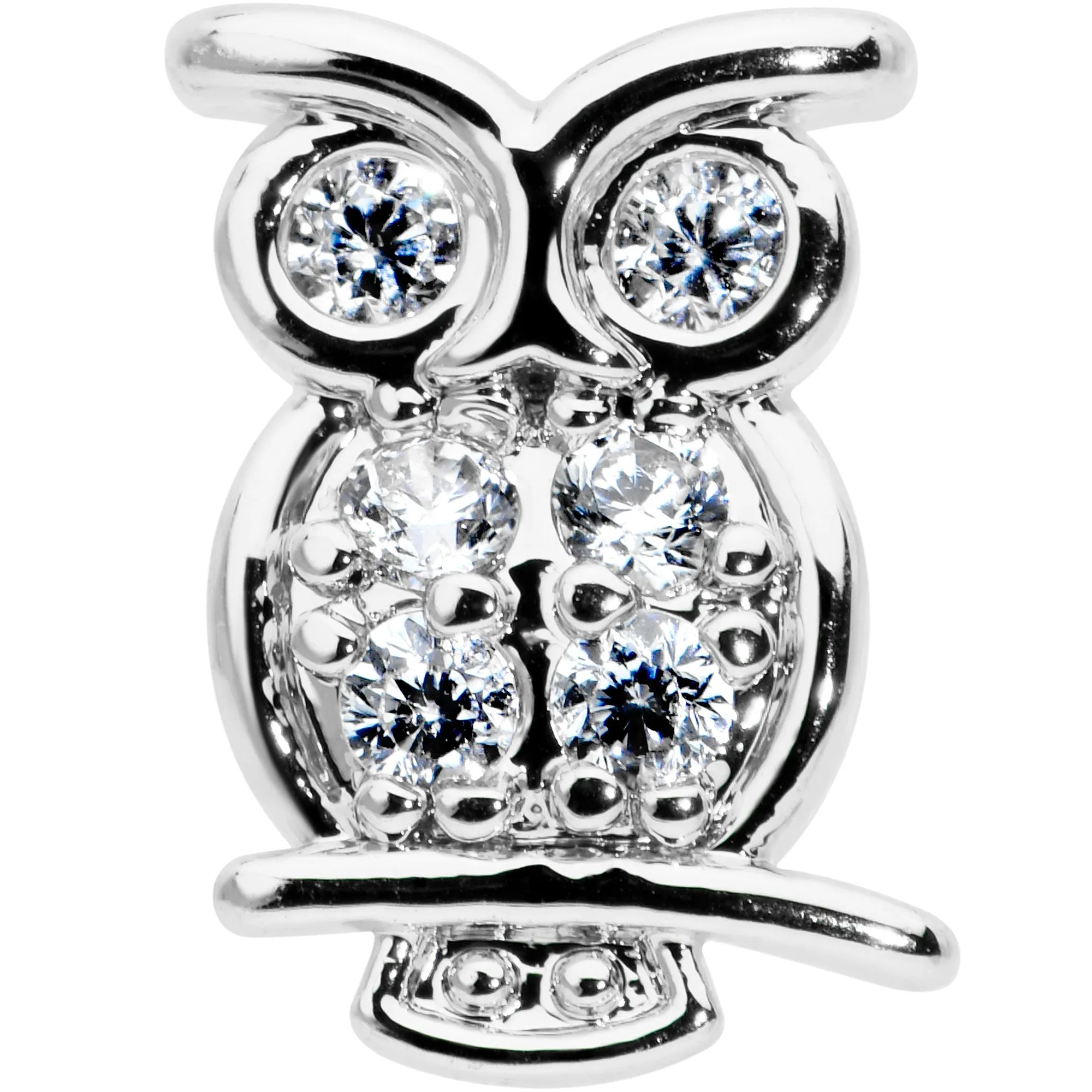 16 Gauge 1/4 Clear CZ Gem Owl Internal Thread Labret Monroe Tragus