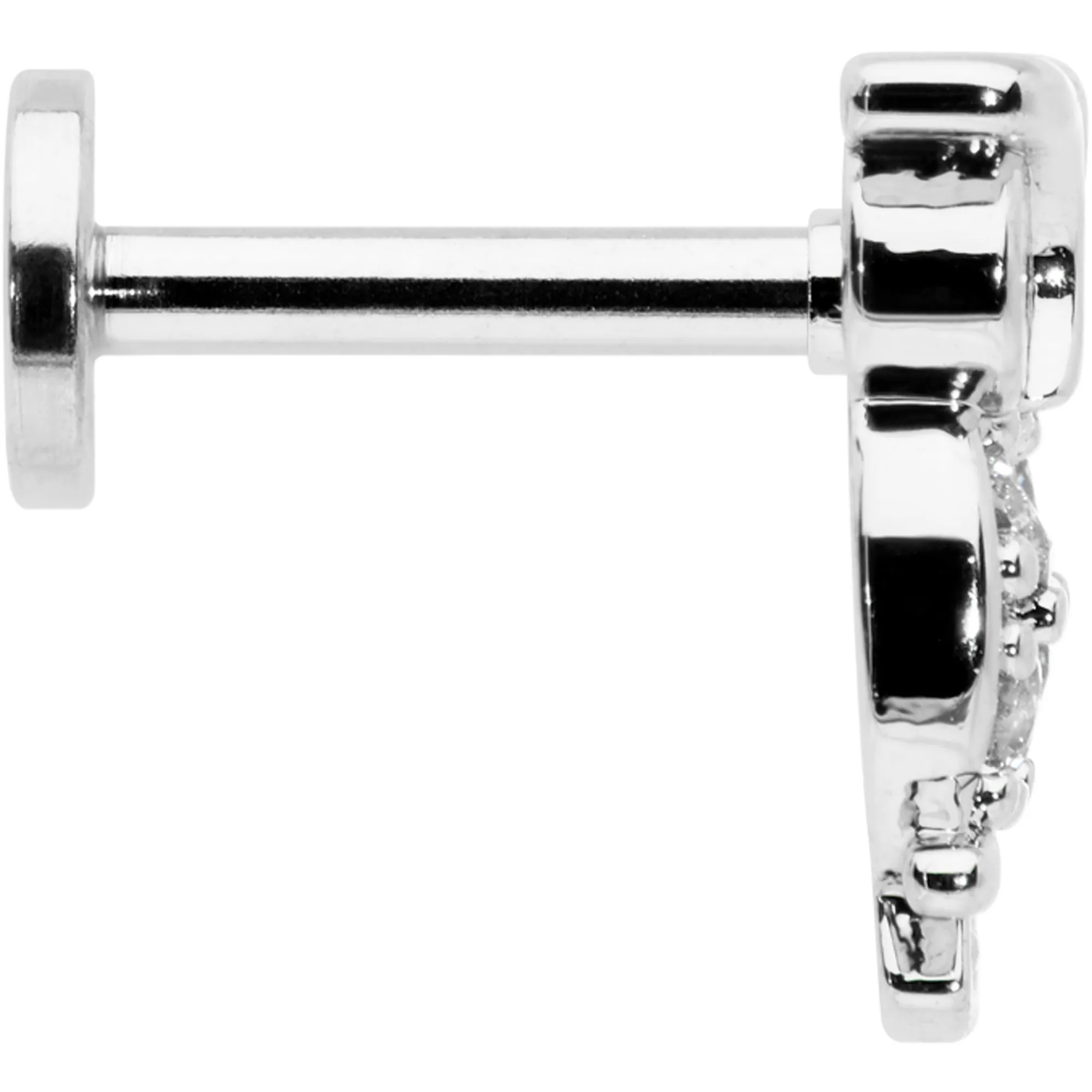 16 Gauge 1/4 Clear CZ Gem Owl Internal Thread Labret Monroe Tragus