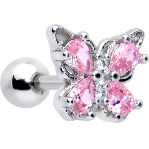 16 Gauge 1/4 Pink Gem Butterfly Glory Cartilage Tragus Earring