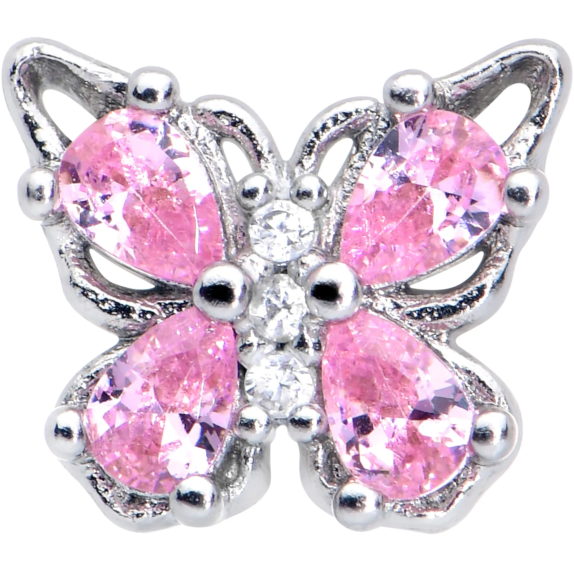 16 Gauge 1/4 Pink Gem Butterfly Glory Cartilage Tragus Earring