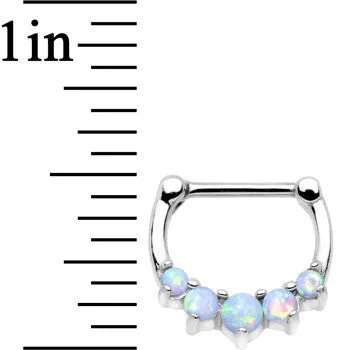 16 Gauge 1/4 White Synthetic Opal Steel Bar Simple Septum Clicker