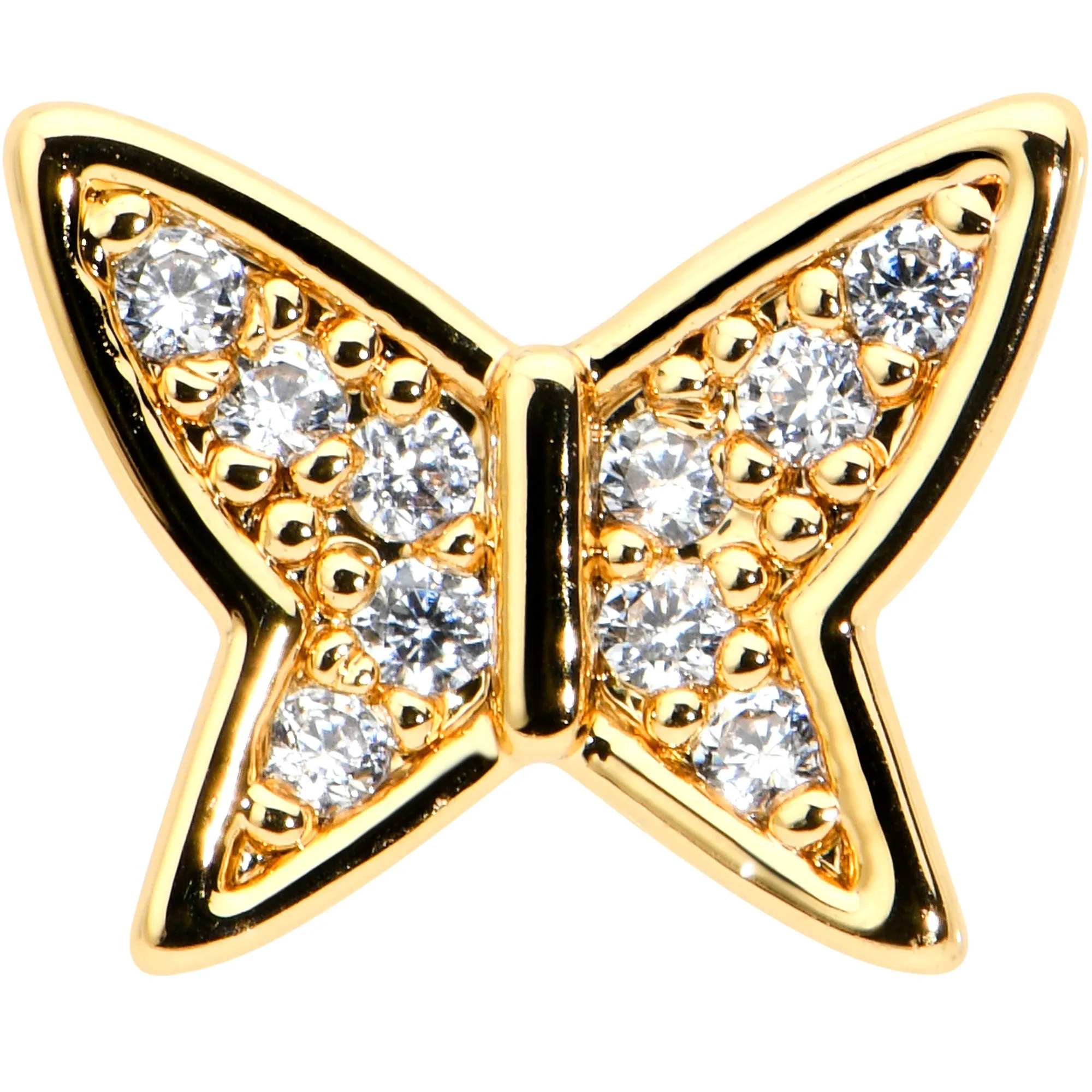 16 Gauge 5/16 CZ Gem Gold Hue Butterfly Internal Thread Labret Tragus
