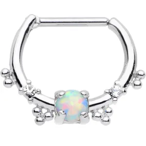 16 Gauge Clear Gem Iridescent Imitation Opal Simple Septum Clicker
