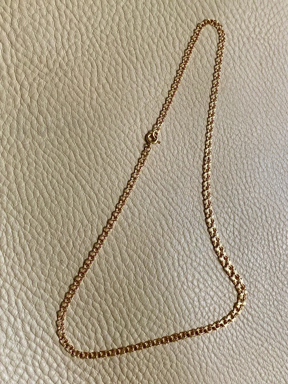 17.7 inch length - Vintage Swedish Double-link necklace - Solid 18k gold