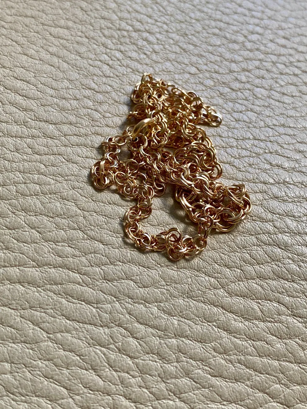 17.7 inch length - Vintage Swedish Double-link necklace - Solid 18k gold