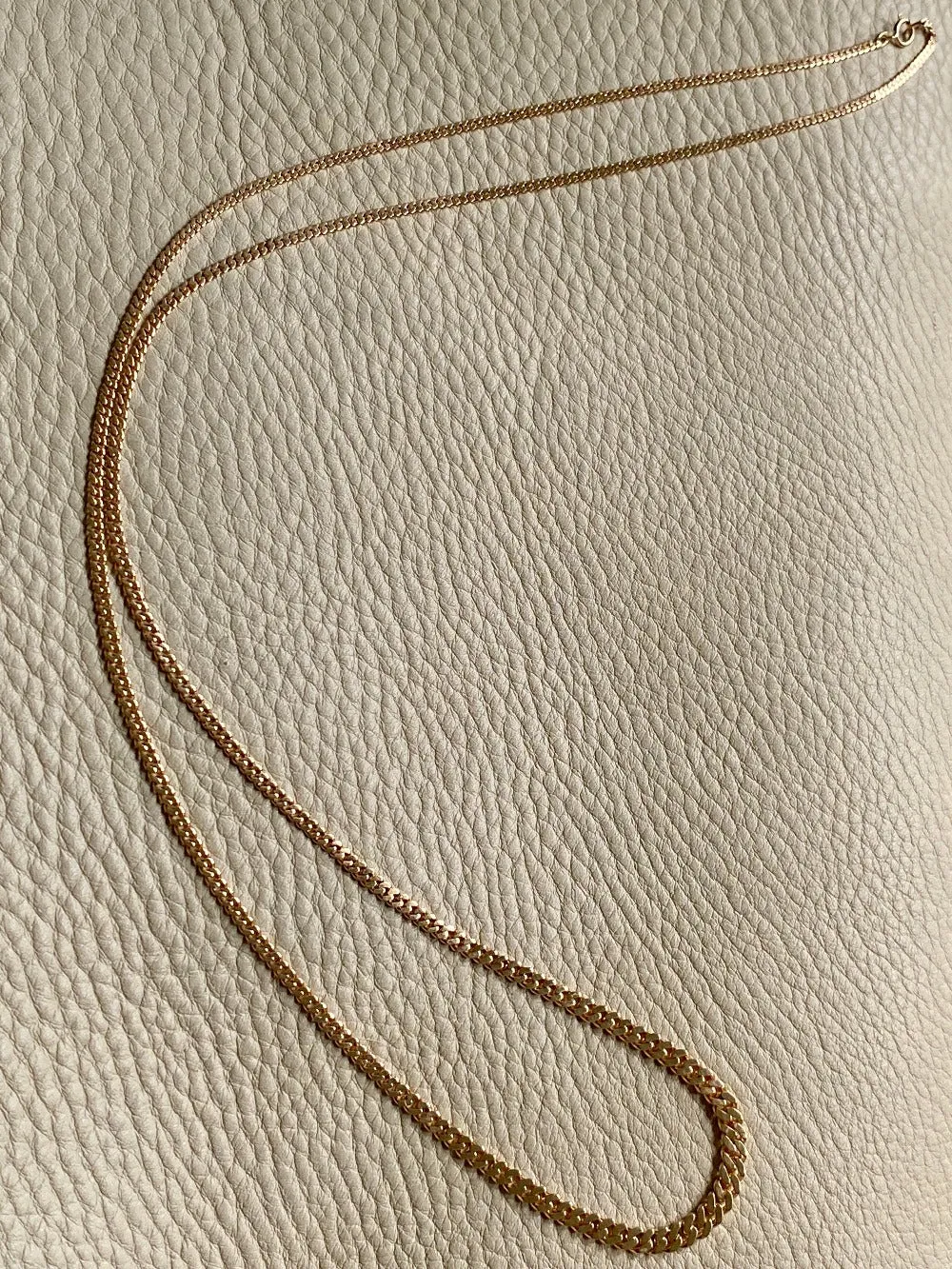 18k gold handmade vintage Swedish graduated curb link necklace - Stunning LONG 30 inch length - made 1957-1963