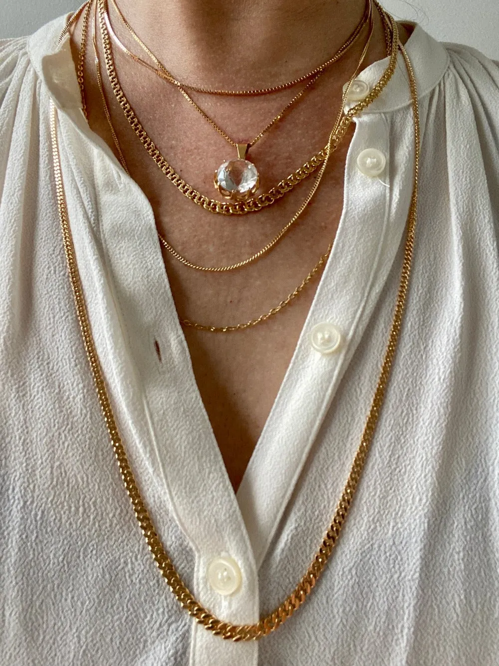 18k gold handmade vintage Swedish graduated curb link necklace - Stunning LONG 30 inch length - made 1957-1963