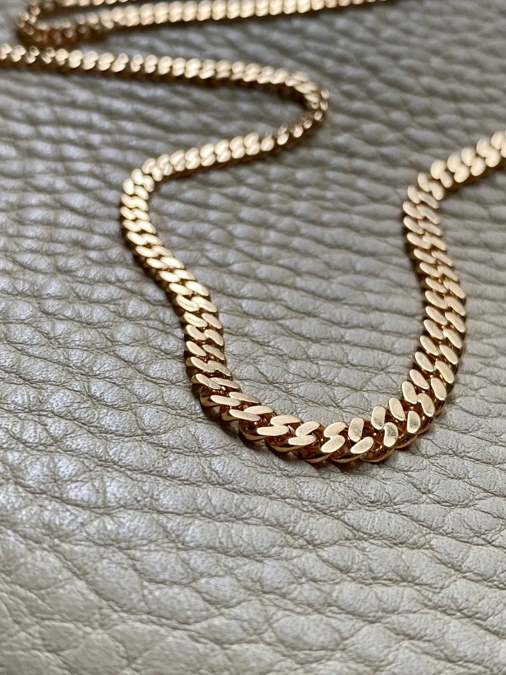 18k gold handmade vintage Swedish graduated curb link necklace - Stunning LONG 30 inch length - made 1957-1963