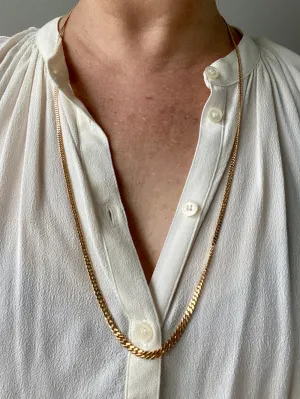 18k gold handmade vintage Swedish graduated curb link necklace - Stunning LONG 30 inch length - made 1957-1963