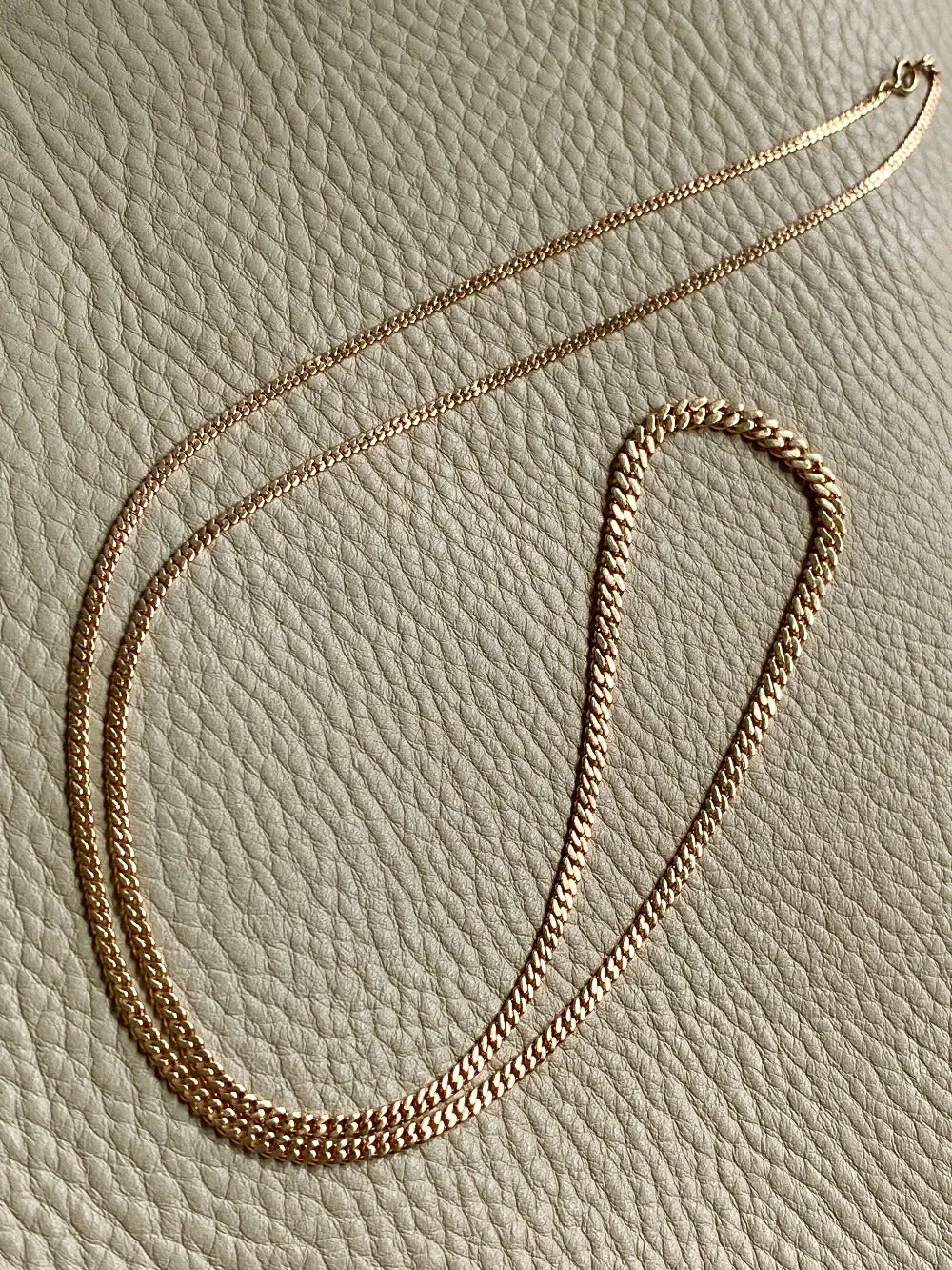 18k gold handmade vintage Swedish graduated curb link necklace - Stunning LONG 30 inch length - made 1957-1963