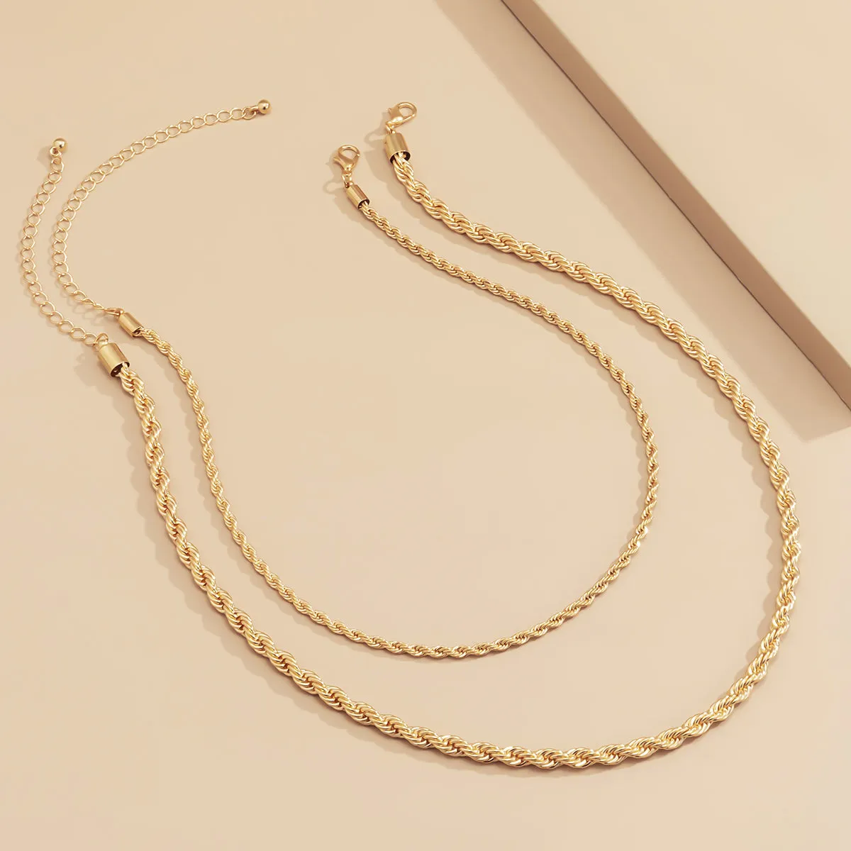 18K Gold-Plated Layered Rope Chain Set