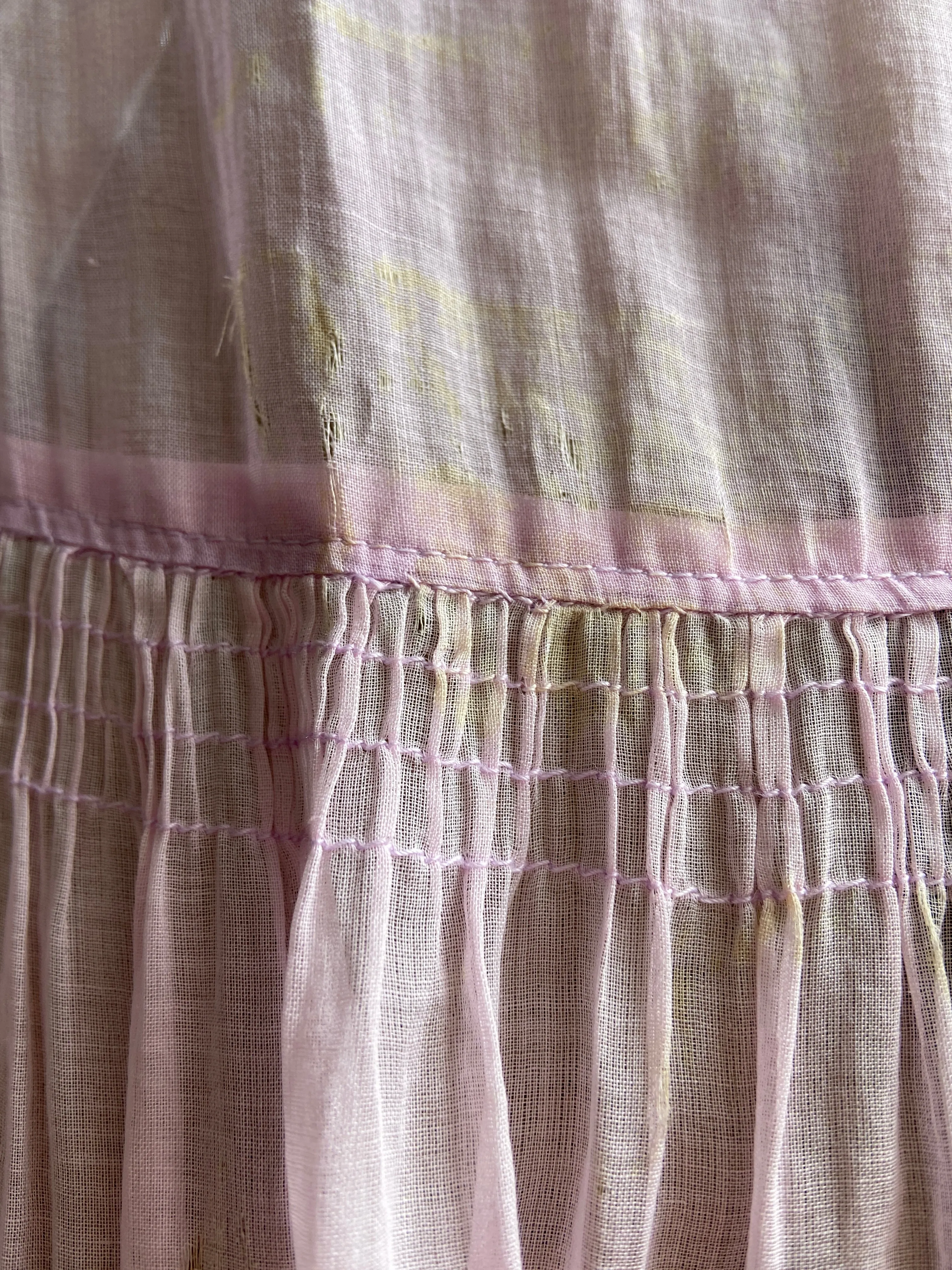 1920s Drop Waist Cotton Voile Flower Basket Dress
