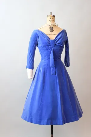 1950s SUZY PERETTE blue VELVET dress xs | new fall