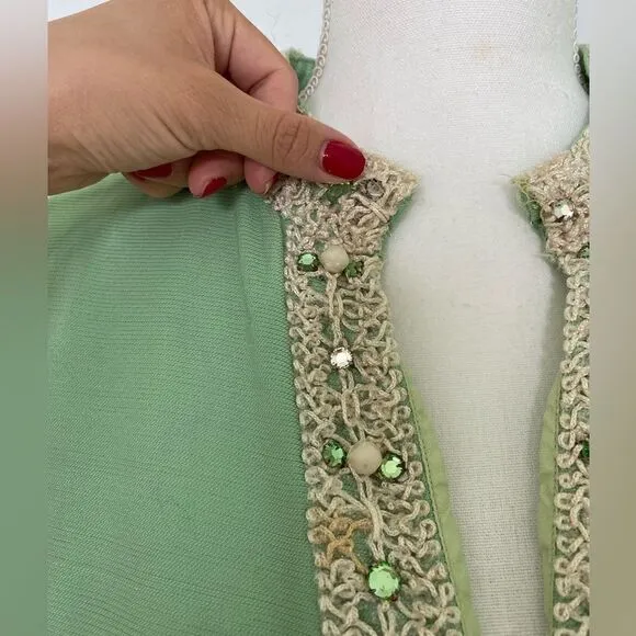 1960s Vanilla Mint Vintage Maxi Dress