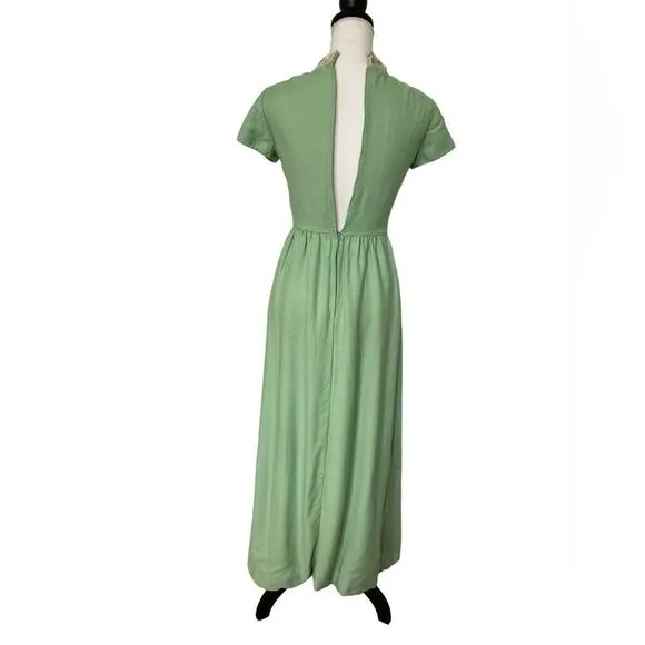 1960s Vanilla Mint Vintage Maxi Dress